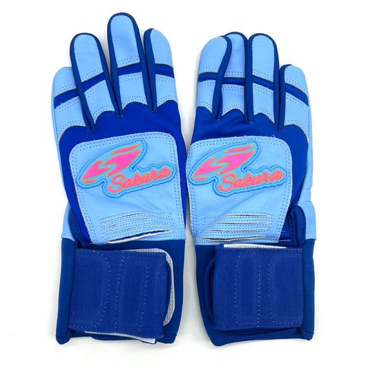 桜バッティンググローブ青×水色