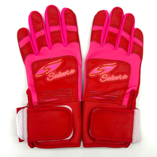 桜バッティンググローブ赤×ピンク