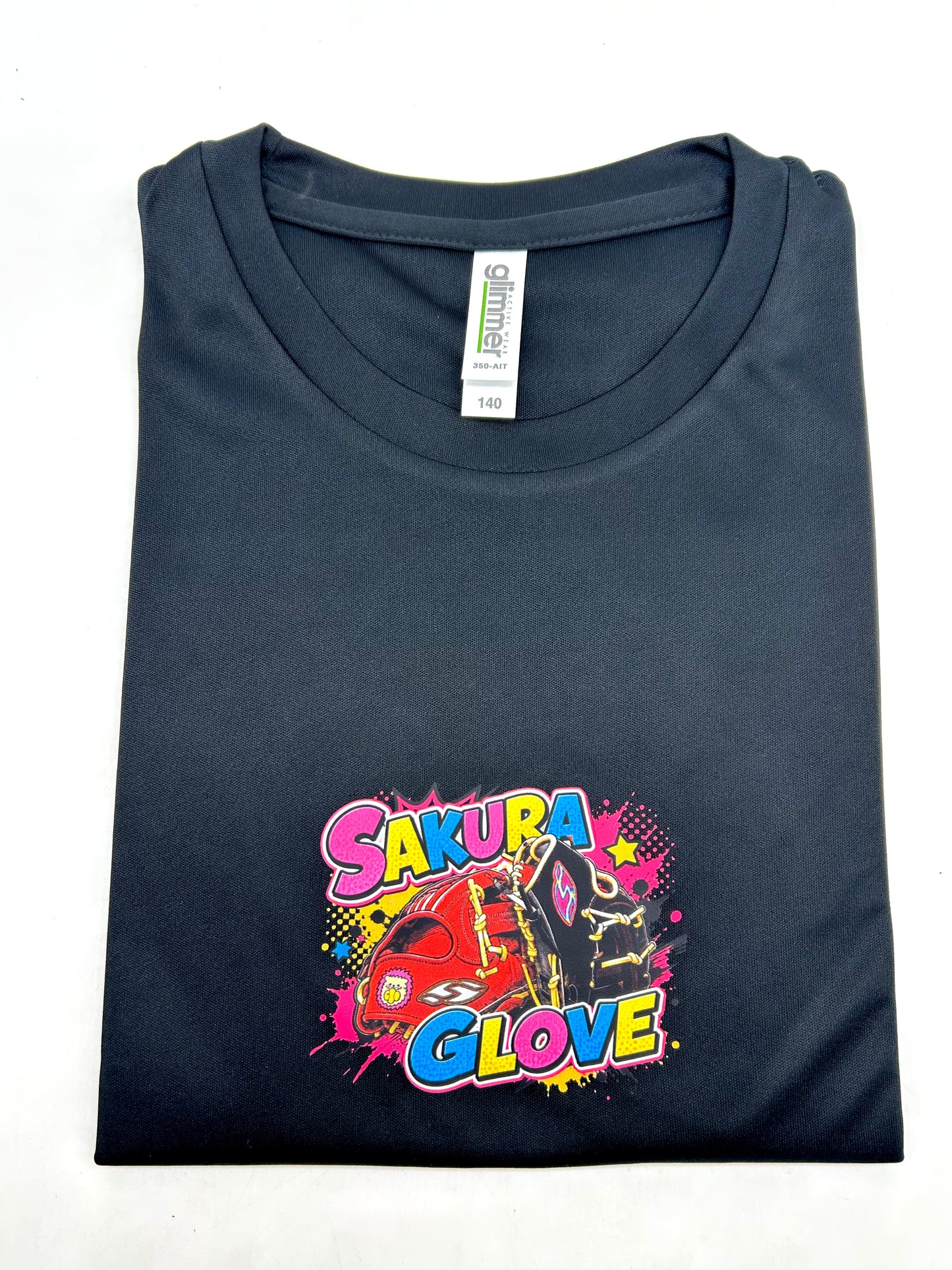 桜グラブロゴ 半袖 Tシャツ ブラック（圧着)