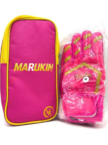MARUKIN バッティンググローブ ピンク×ゴールド ケース付き