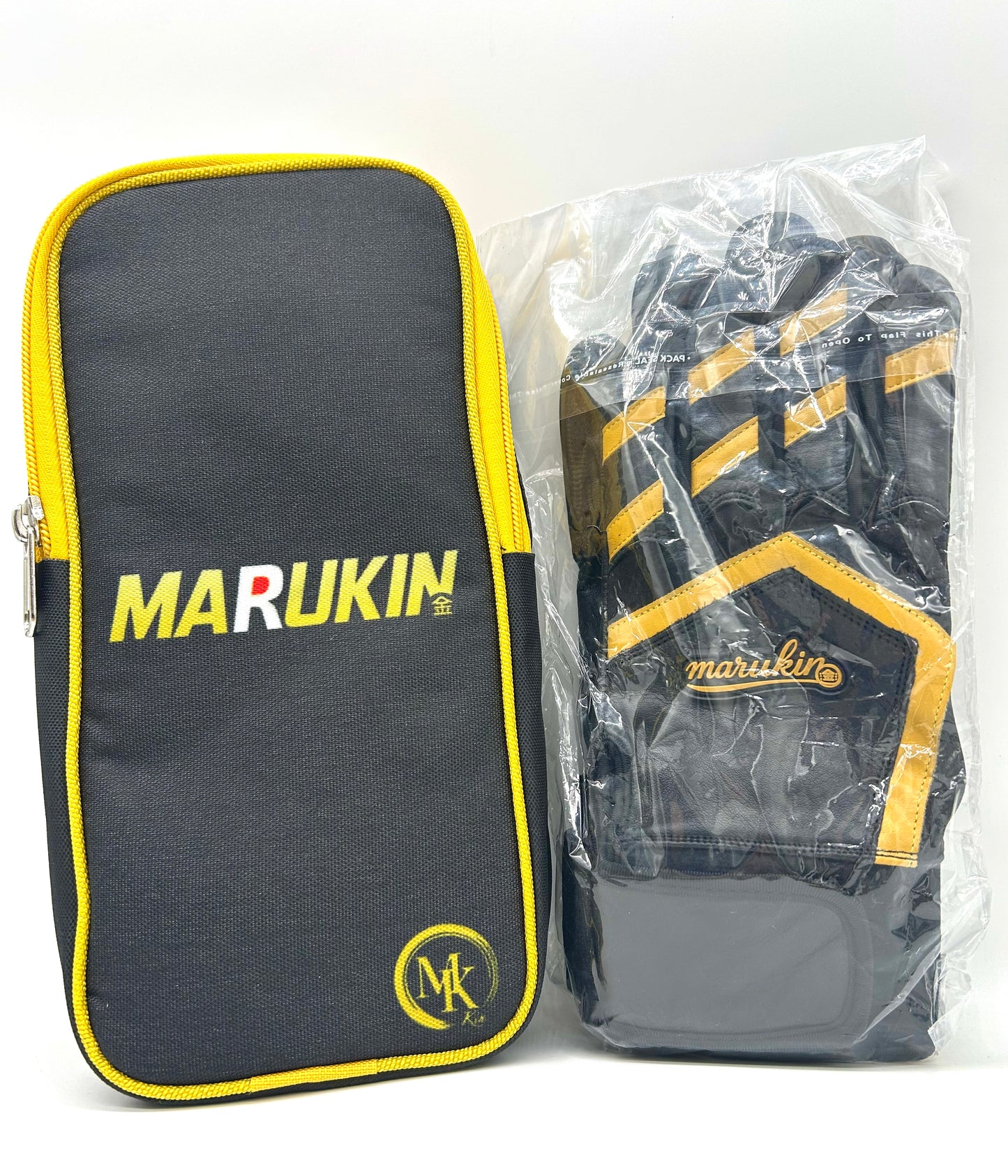 MARUKIN バッティンググローブ ブラック×ゴールド ケース付き