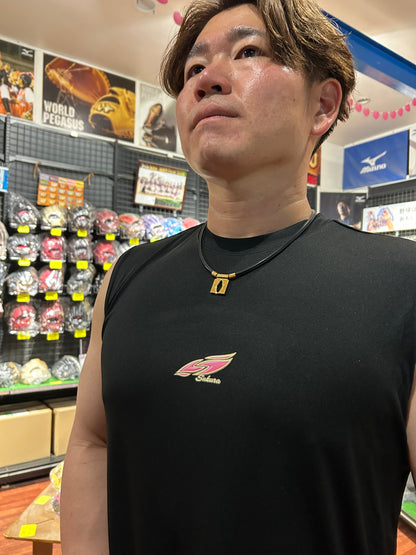 桜ノースリーブシャツ ネイビー