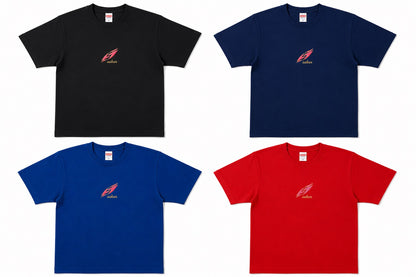 桜半袖 Tシャツ 桜ロゴ刺繍入り ブラック、ネイビー、ブルー、レッド